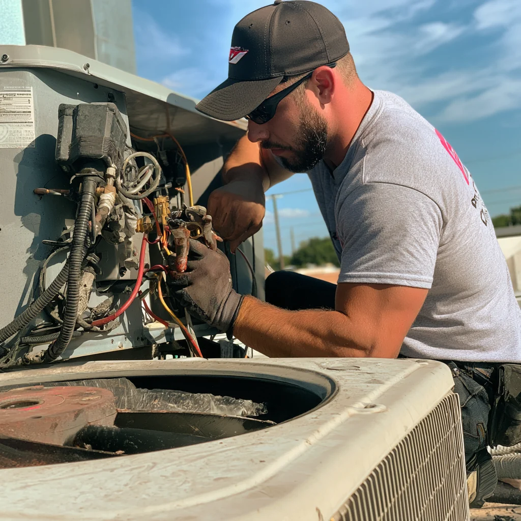 Inspecting exposed components inside an outdoor HVAC unit